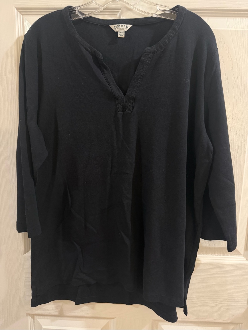Orvis XL Split Neck 3/4 Sleeve Top